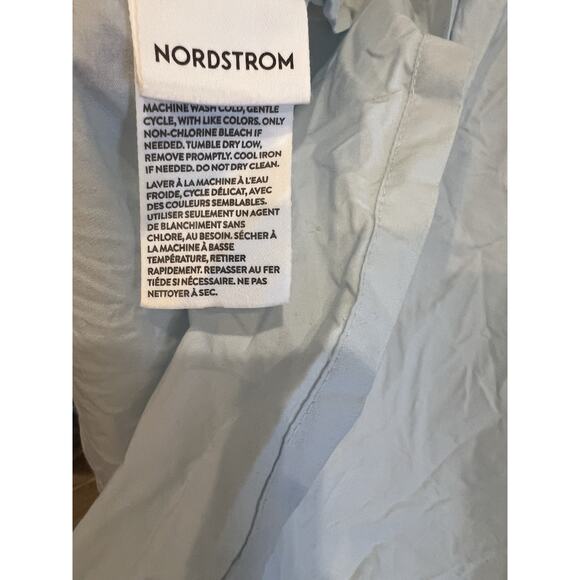 Nordstrom Flat Sheer Full Size 100% Cotton Muted Light Blue - Picture 1 of 8